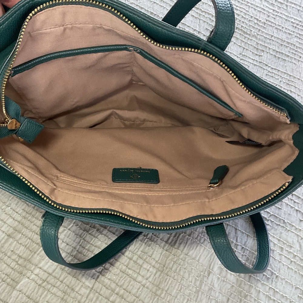 Nanette Lepore Green Pebbled Leather Tote Shoulder Work Bag - Picture 11 of 11